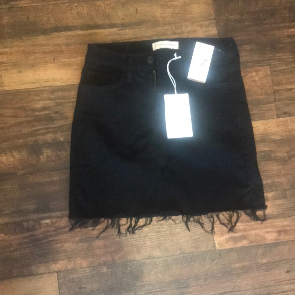 Flying monkey black cut off distressed skirt